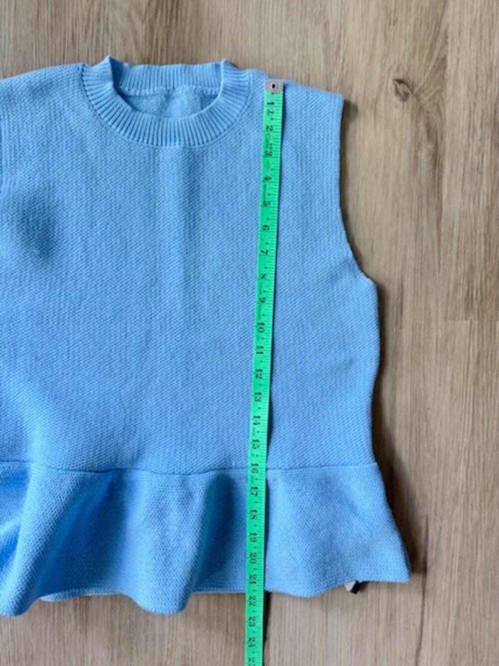 Commense Ruffle Hem Sweater Vest Blue NWT M - Picture 4 of 5